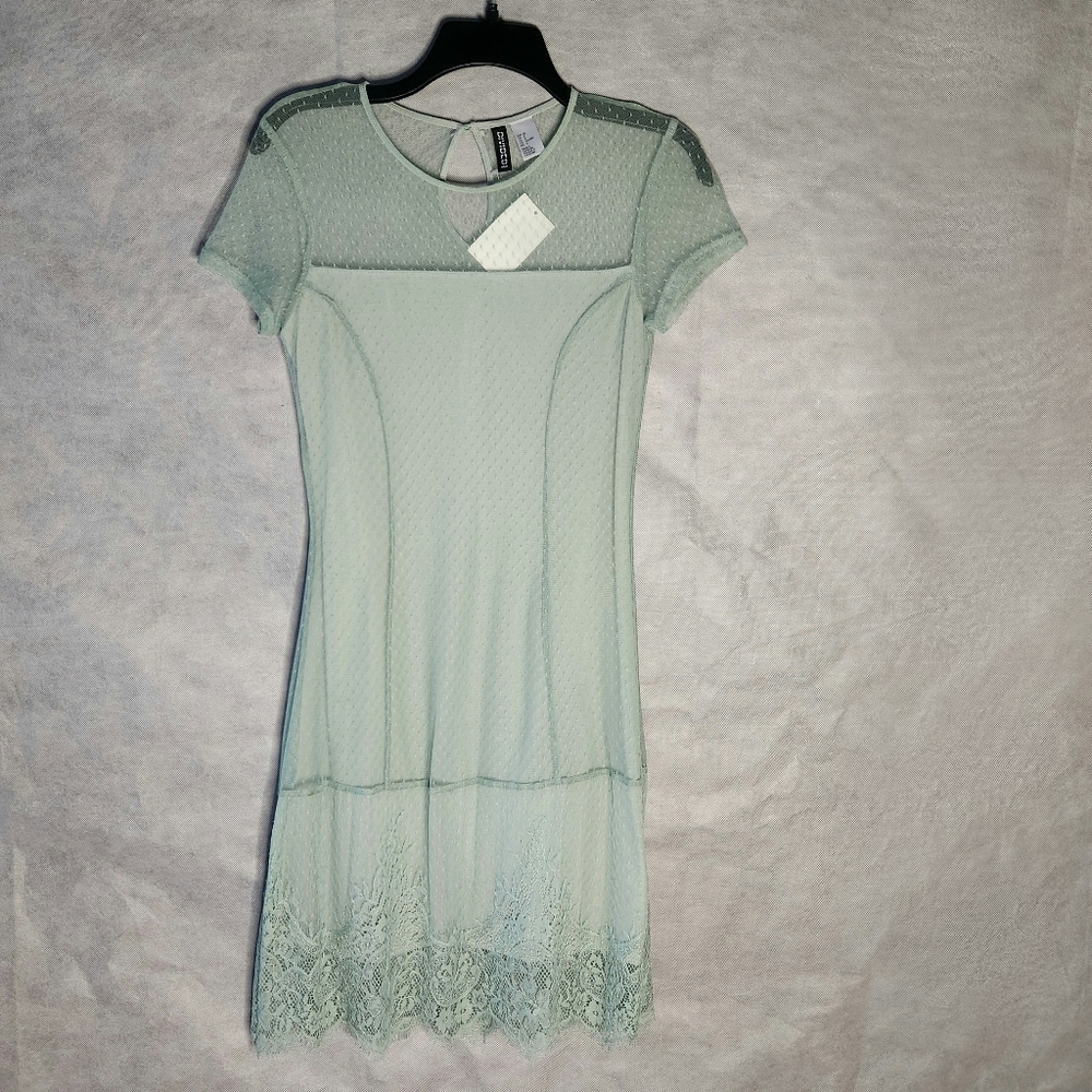 Divided by H&M Lace Cocktail Dress Delicate Short Sleeves, Sheer Shoulders